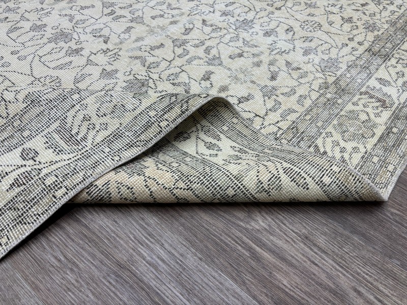 7x10 Vintage Beige Neutral Turkish Area Rug: Hand-Knotted Wool Living Room Rug gallery
