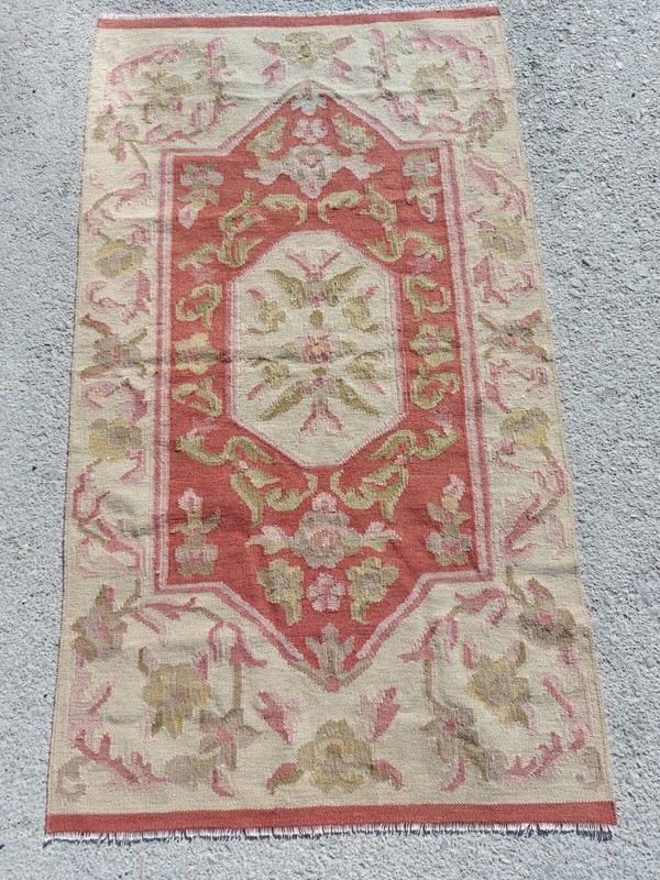 Handmade Wool Tribal Beige Rug 3x5 Scandinavian Carpet Rug Vintage American Rug gallery