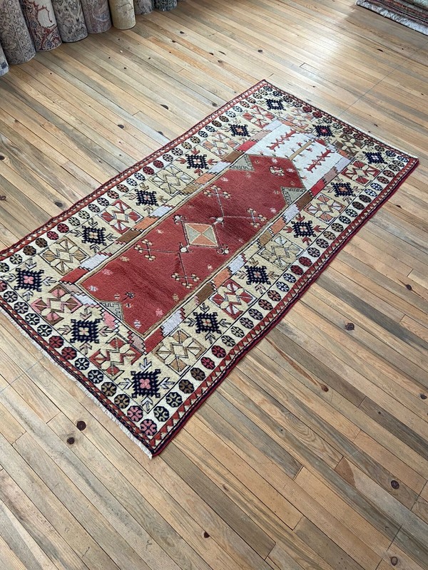 Antique Vintage Rug, 3.6x6.4 ft Area Rug, Turkish Area Rug, 4x6 Oushak Wool Rug gallery