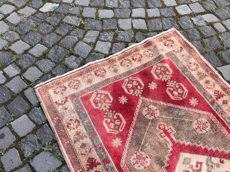 Turkish Antique rug Bohemian Area rug Oushak rug Vintage Rug Handmade Wool rug gallery