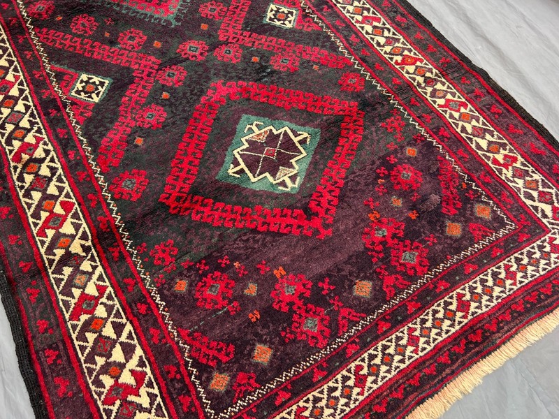 4'2x8'5 Vintage Afghan Baluchi Runner Rug Hand Knotted Wool Tribal Floor Carpet gallery
