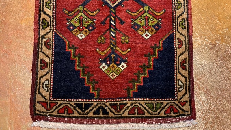 Exquisite Antique 1900-1930s Hand-Knotted Natural Dye Tribal Rug 1’8”x3’6” gallery