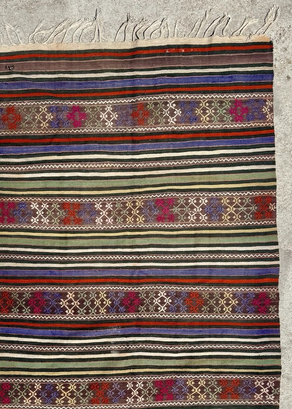 Anatolian Tribal Kilim Rug From Uşak Turkey - 240cm x 132cm gallery