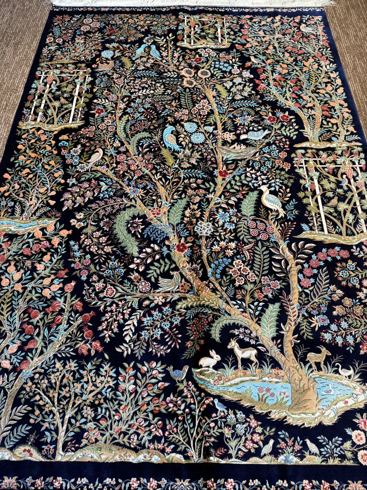 Silk Rug 3 x 5 feet Beautiful Dark Tree of Life Design High Quality Carpet gallery