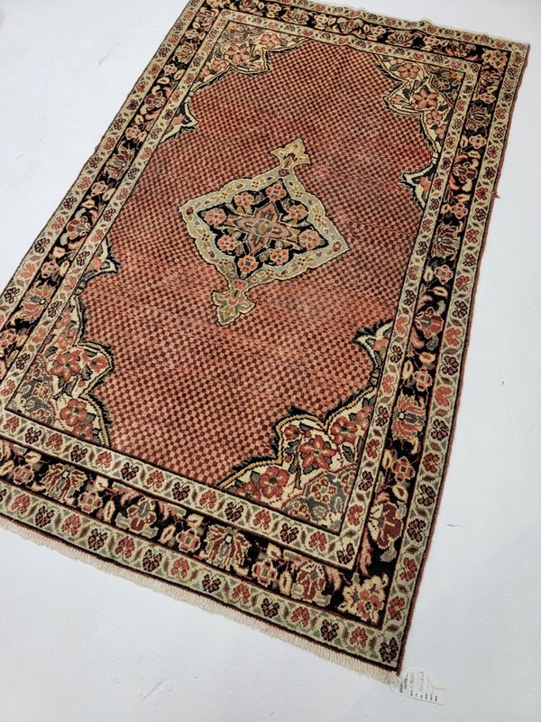 Antique Oriental Hand-Knotted Wool Area Rug Terracotta/Black 4'1" x 6'7" gallery