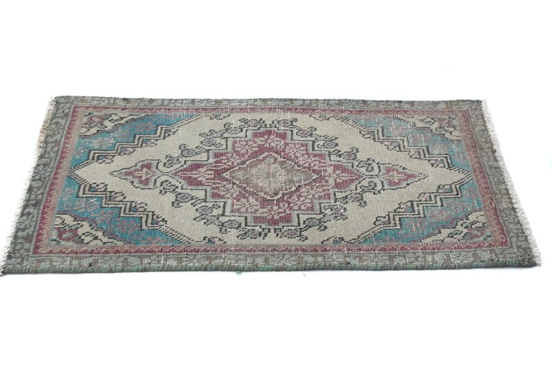 1'6X2'5 ft Semi-Antique Distressed Oriental Rug Muted color Vintage Carpet gallery