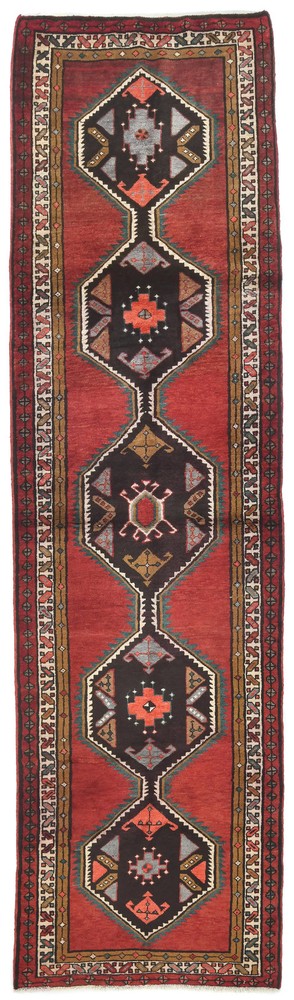Vintage Plum Tribal Hand-Knotted 4X13 ft Wide Runner Wool Rug Oriental Carpet