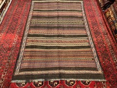 190 X 125 COLLECTORS ‘ ITEM Vintage Stunning Aimaki Maldari Soumak Tribal Kilim