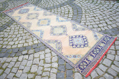 Turkish Rug 38” x 133” Vintage Hand-knotted Oushak Rug Hallway Oushak Wool Rug