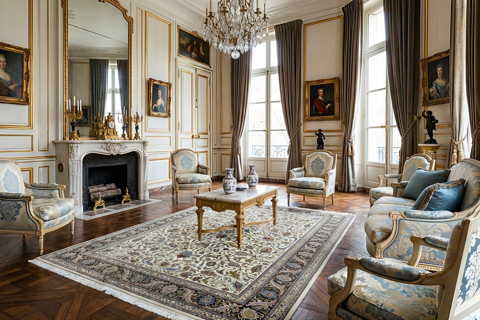 Luxury Caucasian Oriental Rug 14x19 Hand-Knotted Wool – Ivory Collector Heirloom gallery