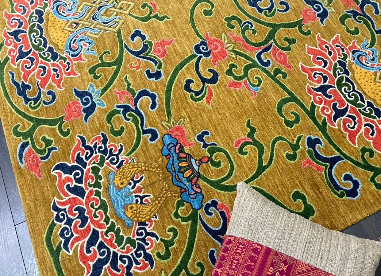 Tibetan Traditional Buddhist Meditation Rugs 3x6 ft Handmade Antique Floral Rugs gallery
