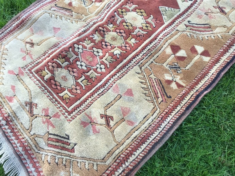 VINTAGE MAT RUG OLD CARPET LOVELY DESIGN TURKISH KILIM MADE IN TURKEY 100% wool gallery