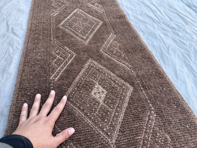 Vintage Afghan Baluchi Mishwani Runner Rug 1’10 x 7’9 ft Wool Faded Kitchen Rug gallery