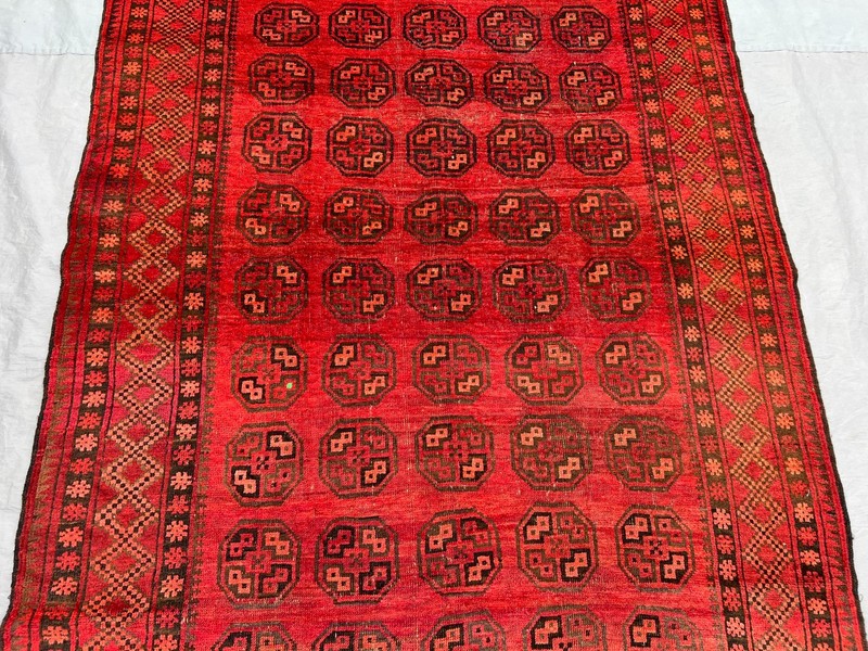 Red Vintage Turkoman Bokhara Elephant Foot Hand Knotted Wool Rug 5x8 Area Rug gallery