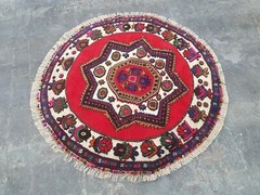 132×140 cm Round rug nice wool rug Afghan handmade area rug thaimani tribal