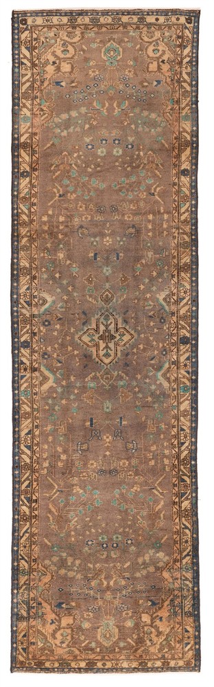 Vintage Hand-knotted Runner Rug 3'4" x 13'0" Traditional Oriental Wool Carpet