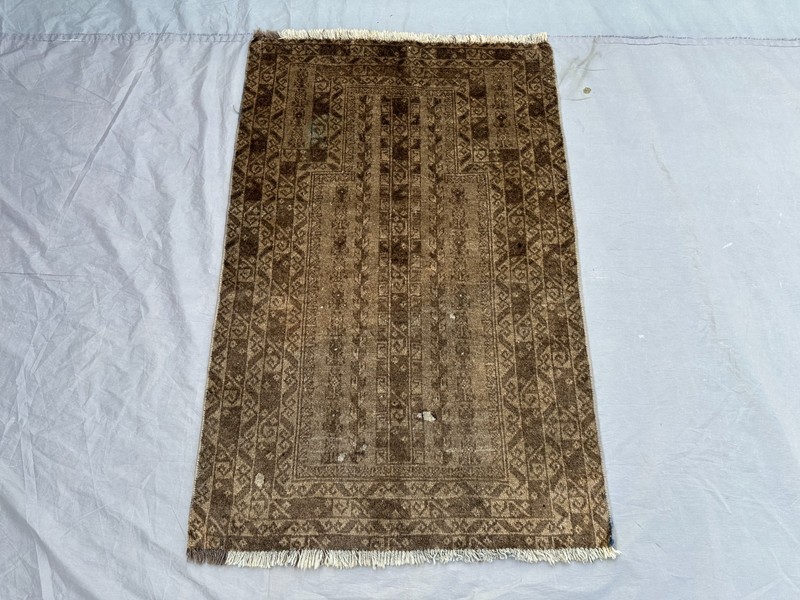 2'9 x 4'2 ft Vintage Afghan Hand Knotted Wool Rug, Tribal Oriental Faded Carpet gallery