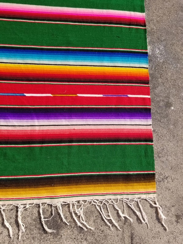 Vintage Handmade Mexican Saltillo Serape Wool Multicolor Kilim 7.6x4.9 ft gallery