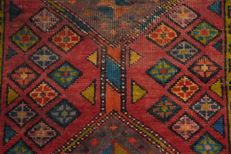 Vintage Tribal Traditional Geometric Red Wool Hand-knotted 10 ft Runner Rug 4x10 gallery