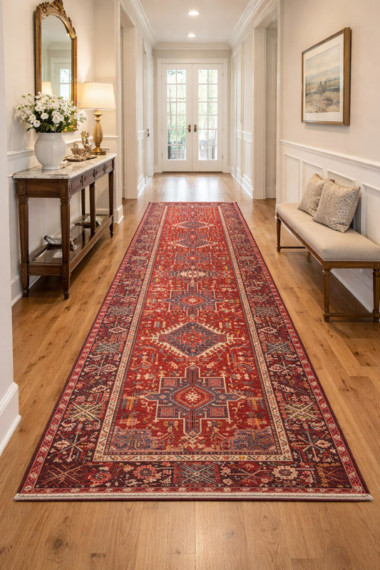 5'0 X 12'10 ft Vintage Geometric Tribal Wide Runner Rug Hallway Decor Carpet gallery