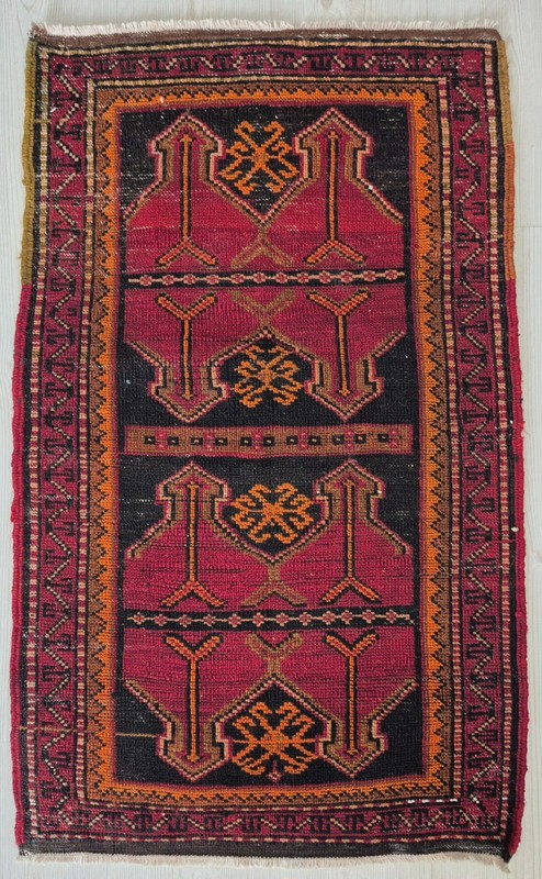 Antique Rug Pillow, Anatolian Small Carpet, Hand Woven Rug, Handmade, Wool Rug gallery