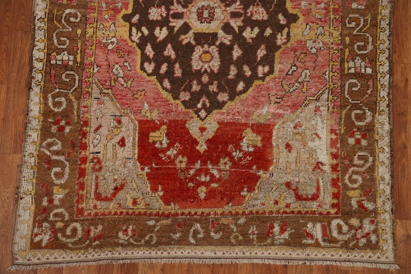 Pre-1900 Vegetable Dye Oushak Turkish Antique Rug 4x6 Hand-knotted Wool Carpet gallery