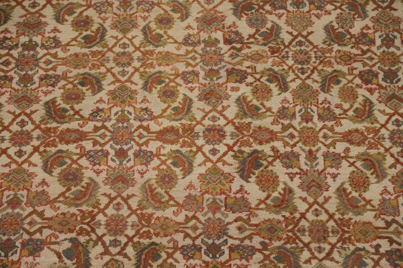 Classic Ivory/ Rust Antique Rug pre-1900 Hand-made Living Room Carpet 10x13 gallery