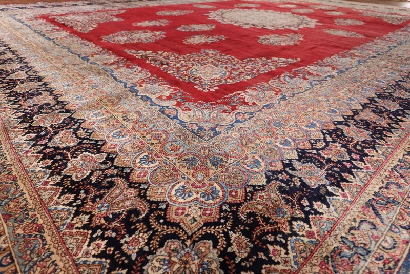 Pre-1900 Hand-made Palace Size Rug 14x19 Vegetable Dye Traditional Antique Rug gallery