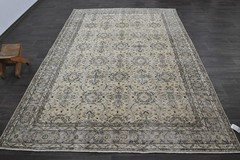 Oushak Turkish Vintage Rug 7×10 Kilim Rug Anatolian Handmade Boho Decor BEIGE