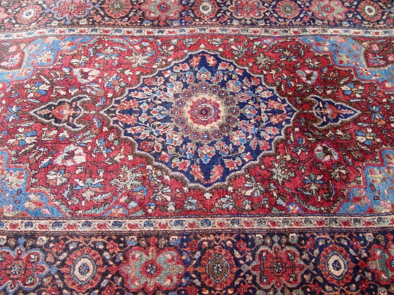 EXCELLENT ANTIQUE SAROUKK FLORAL RED HAND-KNOTTED WOOL ORIENTAL RUG 3'4" x 5' gallery