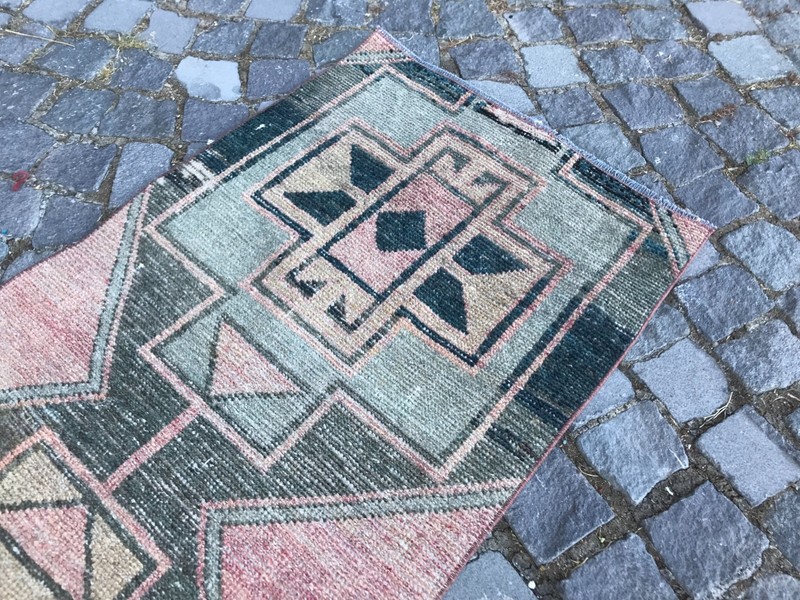 Turkish Vintage Rug Handmade Wool Rug Bohemian Runner Rug 2,1 x 11, ft gallery