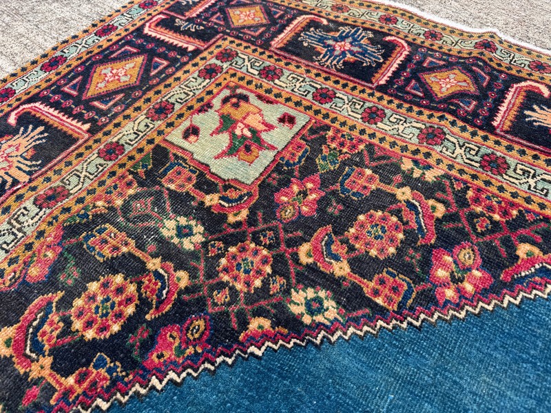 ANTIQUE ORIENTAL RUG BLUE 7x11 VINTAGE handmade handwoven real old 7x10 8x10 ft gallery
