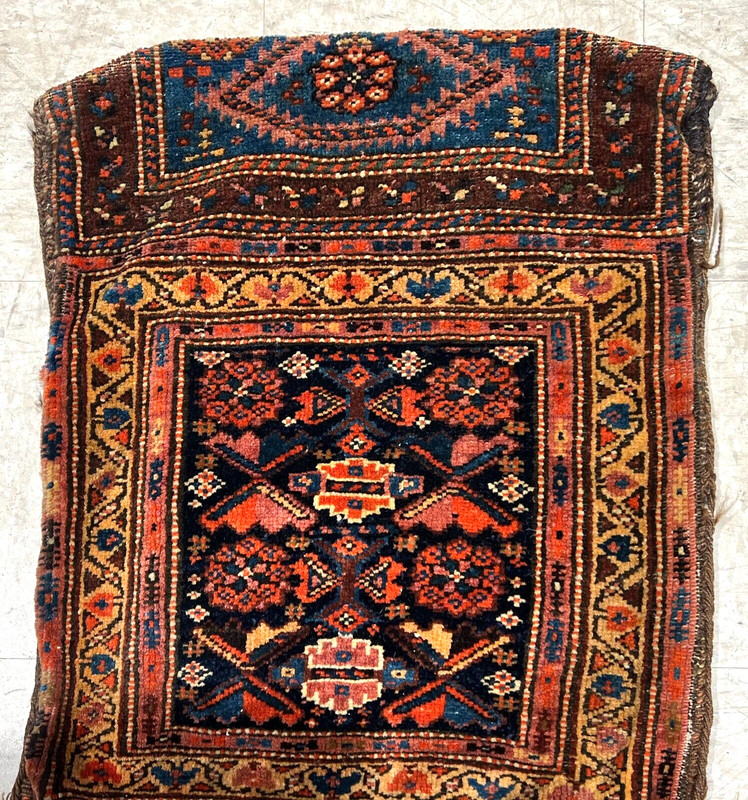 Antique Farahan Saddle Bag 2x4 Double Bagface Tribal Hand Knotted Wool Rug 1900s gallery