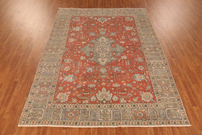 Vintage Geometric Rust Wool Hand-knotted Over-Dyed Living Room Area Rug 8x11 gallery