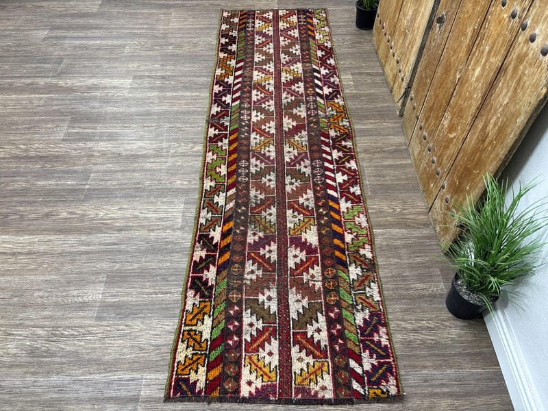 3x9 One of a Kind Hand-Knotted Wool Vintage Turkish Hallway Runner, 2.6x8.7 ft gallery