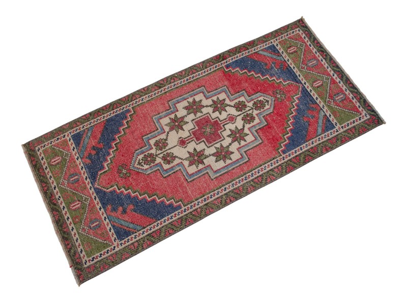 Vintage Turkish Rug Handmade Small Rug, Wool Doormat, Kitchen Rug, 2x4 ft approx gallery
