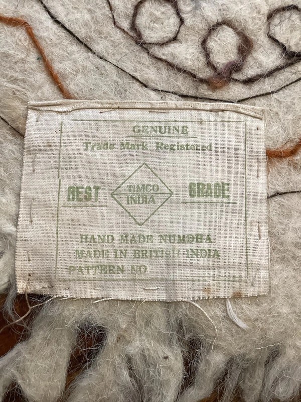 antique Kashmiri Namada Wool Rug/wall Hanging W/ Hand Embroidered Crewel work gallery
