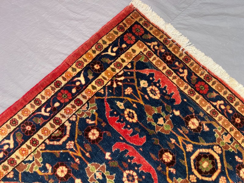 3'5x5'4 ft Vintage Caucasian Hand Knotted Wool Navy All Over Floral Lattice Rug gallery