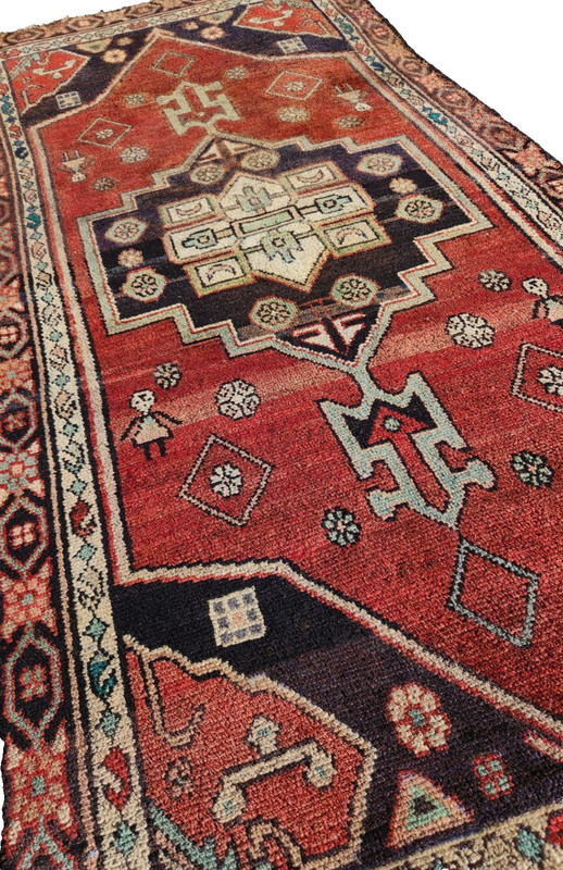 3'1"x6'2" HAND-KNOTTED ANTIQUE c.1900 CAUCASIAN SERAPI TRIBAL WOOL MUTED RUG gallery