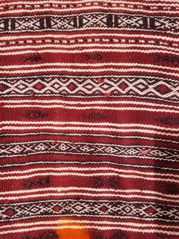 Vintage Traditional Handmade Tunisian Bakhnoug Wool Multi Kilim Rug 8.3x3.6ft gallery