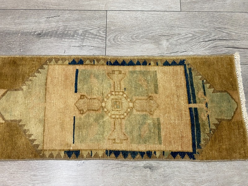 Small Vintage Rug 1.0x2.5 ft, Rustic Tribal Geometric Boho Home Decor gallery