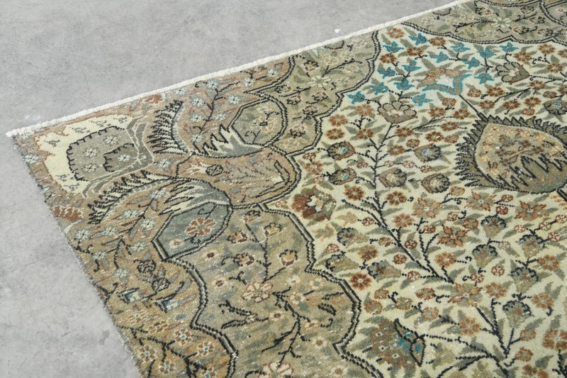Antique turkish rug, hand-knotted vintage carpet,oushak muted area rug 4x8 1290 gallery