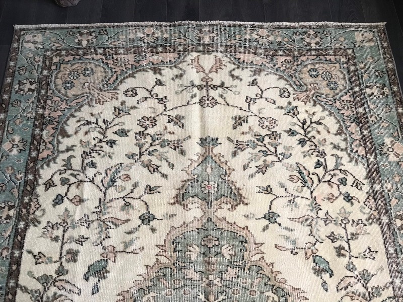 Large Vintage Rug, 5.8x9 ft Hand Knotted Area Rugs, Wool Carpet, Rug For Bedroom gallery