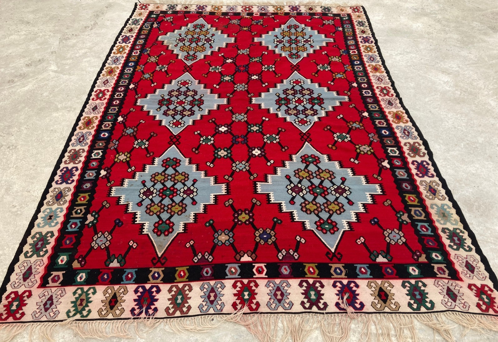 Vintage Traditional Handmade Beautiful Turkish Kilim Floor Rug Carpet 288x198 cm gallery