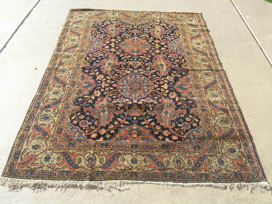 Antique 1800s I s p h a h a n Ahmad Agha Fine Oriental Rug Carpet 54x88" pile