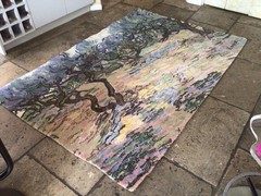 Vintage Ege Art Line Vincent Van Gogh Olive Trees 1889 Area Rug