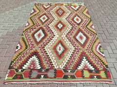 Turkish Kilim, Antique Rug, Large Rugs, Kelim, Teppiche, Carpet Tapis 69″X108″