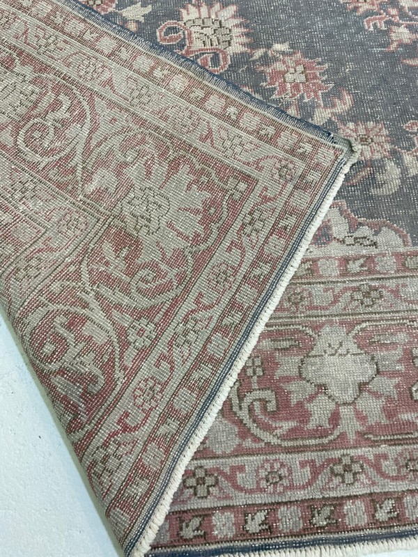 Antique Oriental Hand-Knotted Wool Area Rug Turkish Oushak Blue/Red 8'8" x 11'1" gallery