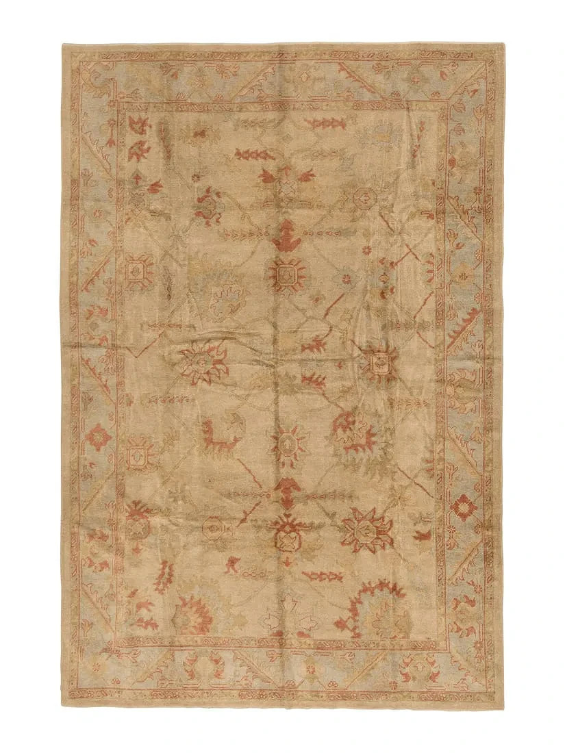 Antique Turkish Oushak carpet, 10 x 14 ft (9'9 x 13'3) ivory ground all over des gallery