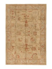 Antique Turkish Oushak carpet, 10 x 14 ft (9’9 x 13’3) ivory ground all over des